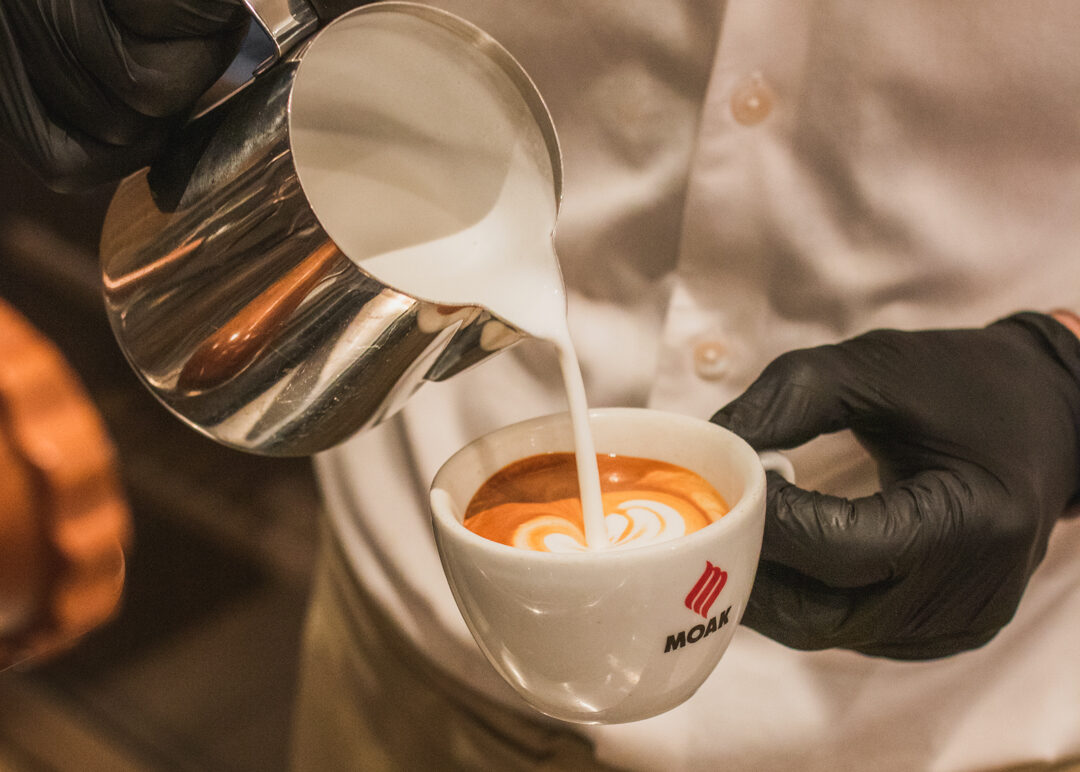 Preparing a cappuccino